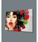 Preview: Frau mit Rosen Art Design rechteckiges spezial Glasbild!